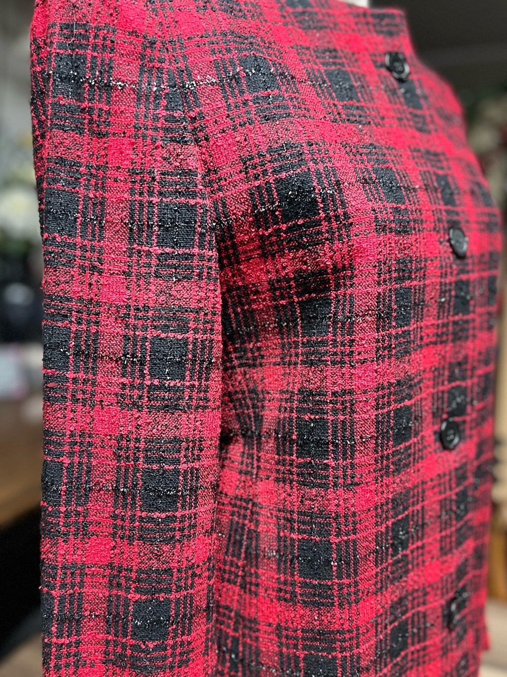 Preston & York Women’s Red and Black Plaid Pea Coat
